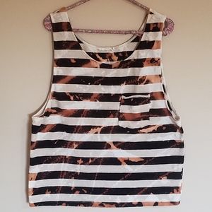*3/$20* Zara Special T Bleach Dye Striped Tank